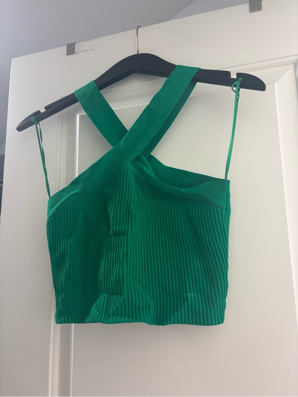 Dreamers Emerald Green Ribbed Cross-Back Crop Camisole